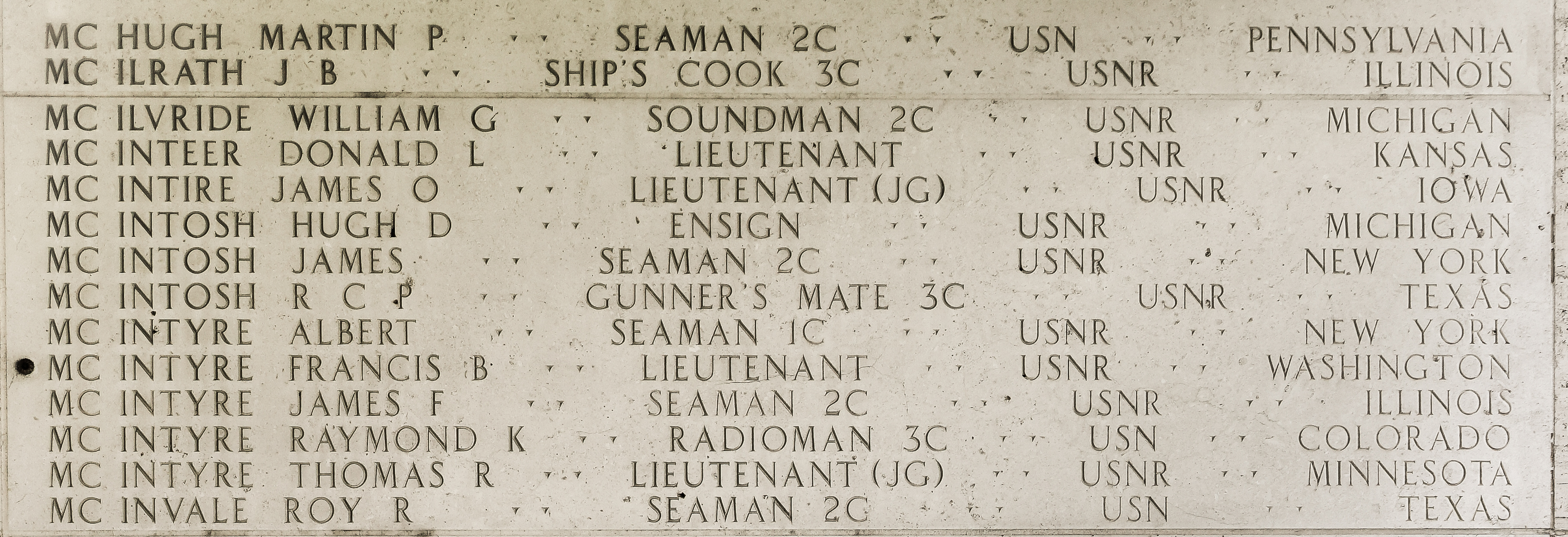 Raymond K. McIntyre, Radioman Third Class